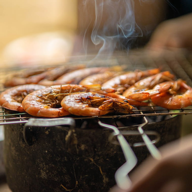 Chargrilled prawns