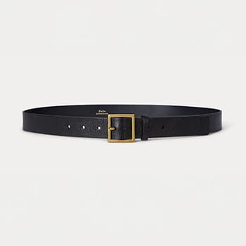 Ralph Lauren Square-Buckle Wide Leather Belt