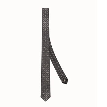 Fendi Grey Silk Twill Tie