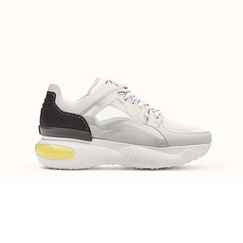 Fendi White Tech Mesh Leather Vinyl Sneakers