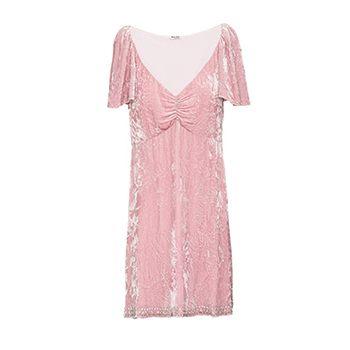 Miu Miu Flared Loose Crushed Velvet Dress