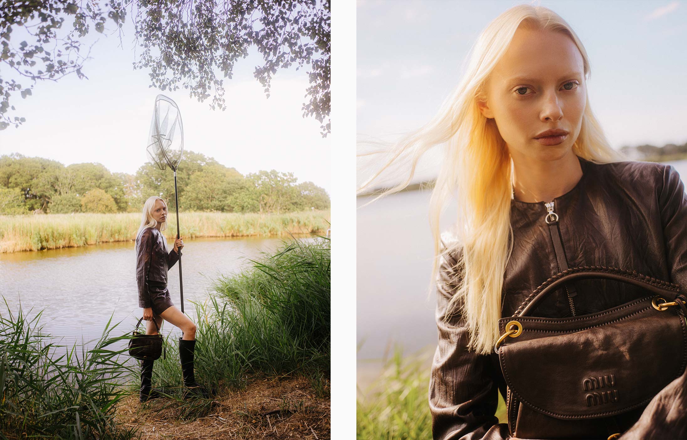 A model poses in Norfolk wearing MAX&Co. and Miu Miu
