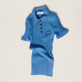 Miu Miu Logo Patch Ribbed Tank Top