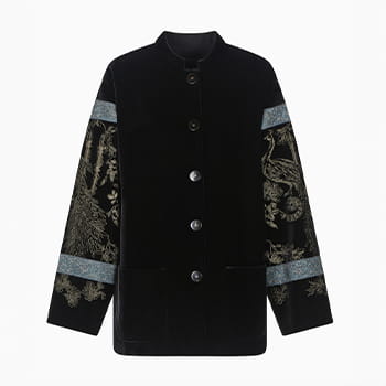Giorgio Armani Embroidered Velvet Pea Coat