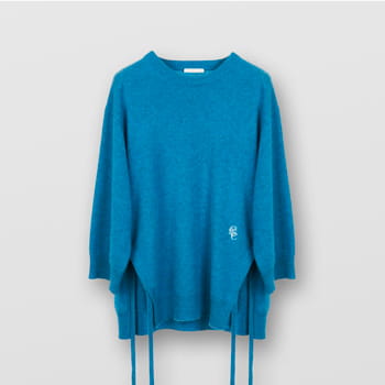 Chloé Loose Cashmere Jumper with Wrist Ties in Mysterious Blue