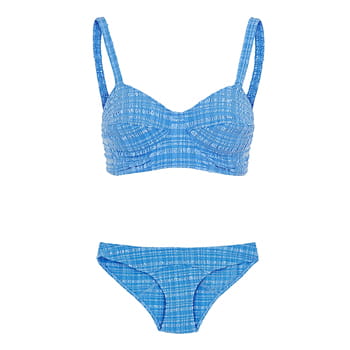 Lisa Marie Fernandez Goldwyn Blue Moulded Seersucker Bikini available at Harvey Nichols
