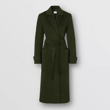Burberry Cashmere Wrap Coat in Forest Green