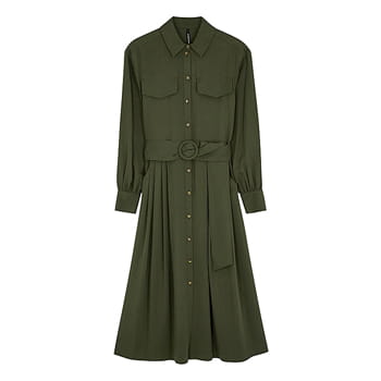 Palones Belted Shirt Dress in Army Green available at Harvey Nichols