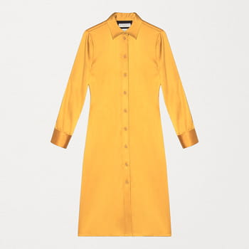 Bottega Veneta Slim-Fitting Stretch Satin Dress in Amber