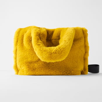Zara Faux Fur Tote Bag in Yellow