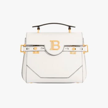 Balmain White Smooth Leather B-Buzz 23 Bag