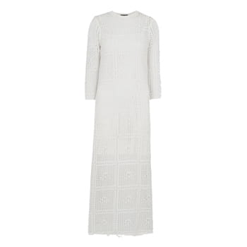 Whistles Crochet Knit Midi Dress in White