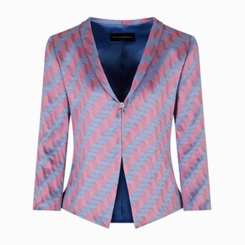 Emporio Armani Two-Tone Wave-Motif Jacquard Jacket with Shawl Collar