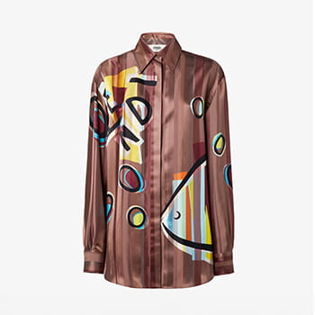 Fendi Brown Jacquard Pequin Shirt