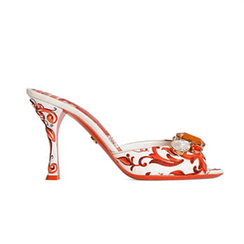 Dolce & Gabbana Majolica-Print Brocade Mules With Embroidery