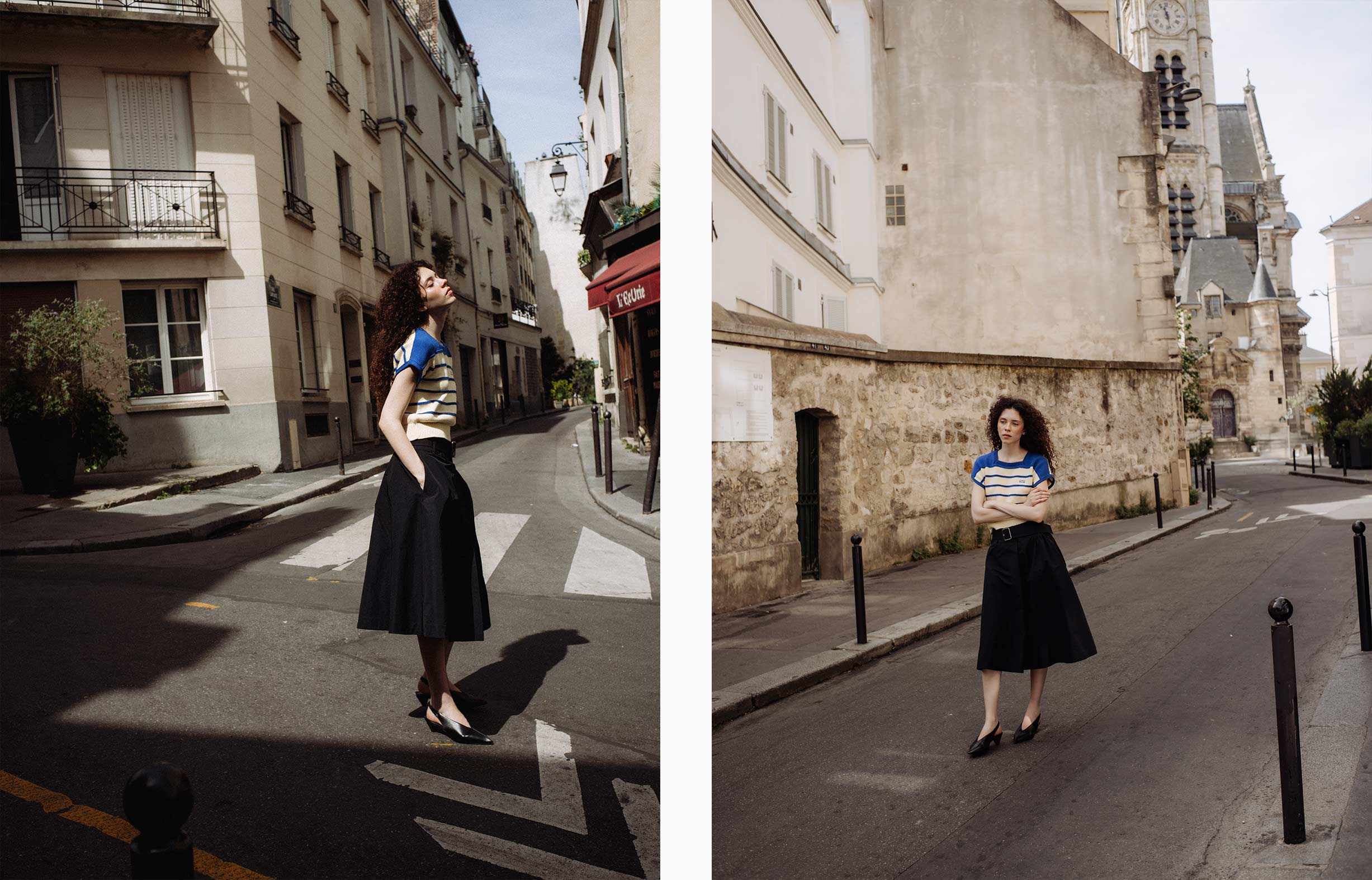 A model poses in Paris wearing LOEWE