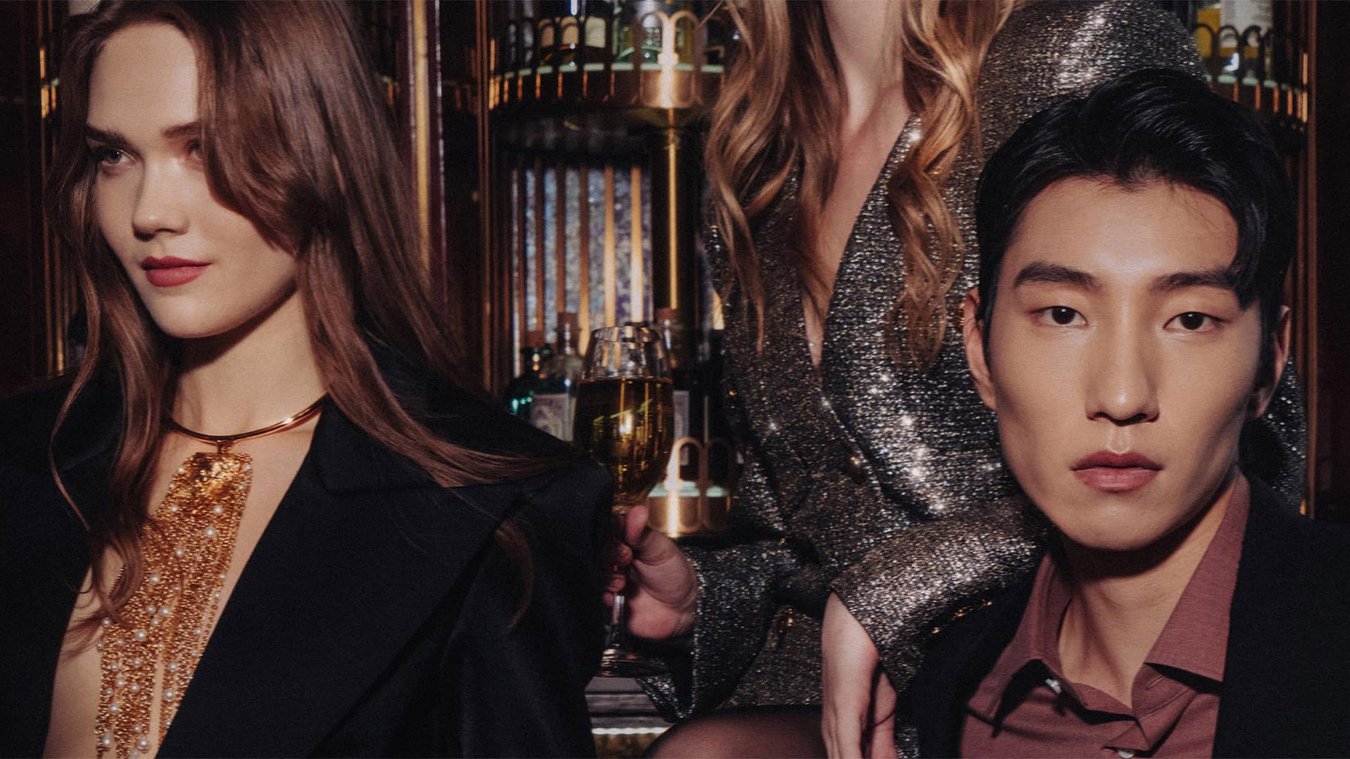 Models pose in Miu Miu, Balmain, Chanel, Alessandra Rich, Jimmy Choo, Salvatore Ferragamo and PYE available at Pacific Place