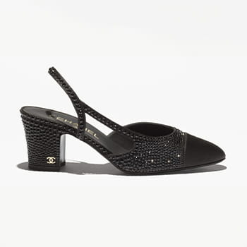 Chanel Strass & Satin Slingbacks