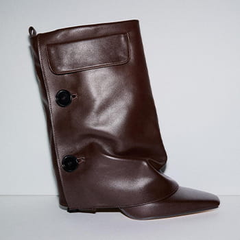 Zara Leather Footed Leggings Heeled Ankle Boots