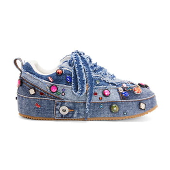 LOEWE x Howl’s Moving Castle Calcifer Embellished Deconstructed Sneaker in Denim