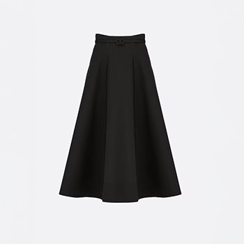 DIOR Mid-Length Skirt in Black Wool and Silk