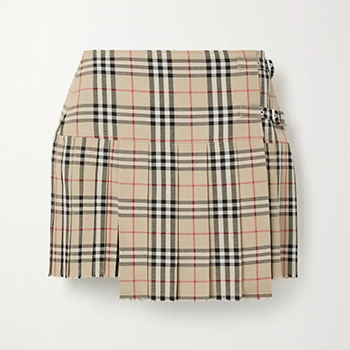 Burberry Pleated Check Wool Mini Kilt