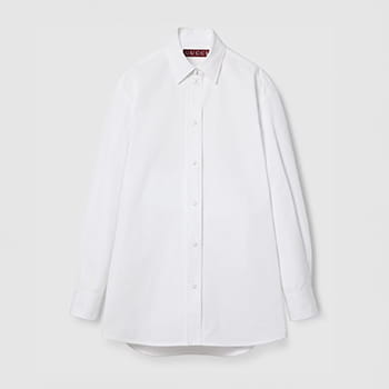 Gucci Cotton Poplin Shirt with Ribbon Tie 