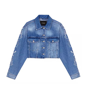 Maje Embroidered Denim Jacket