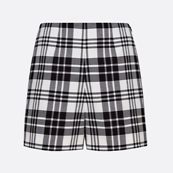 Dior Black and White Check’n’Dior Pop Wool Twill Shorts