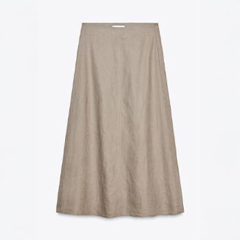 Zara ZW Collection 100% Linen Midi Skirt