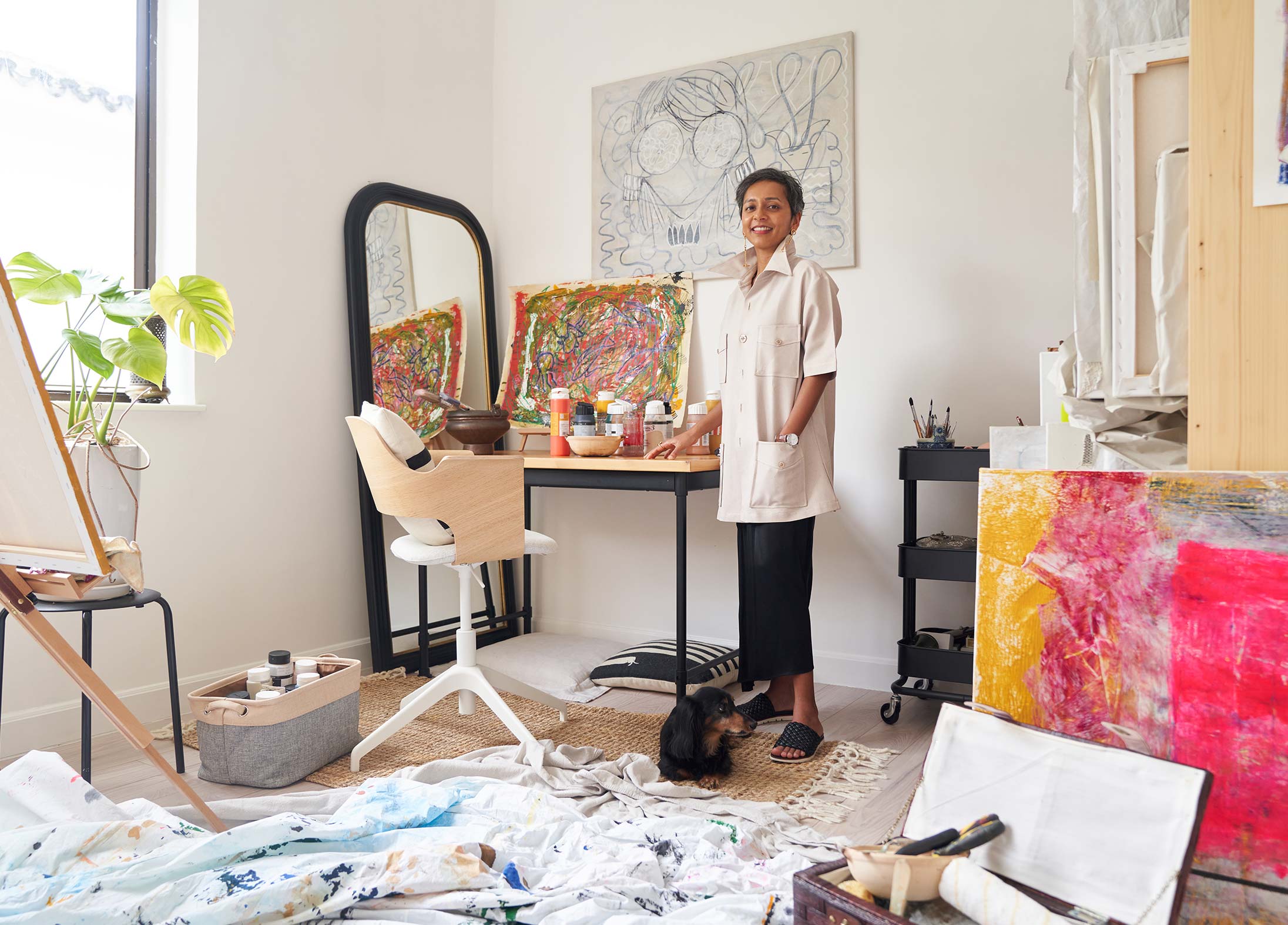 Artist Sai Pradhan in her Hong Kong home studio