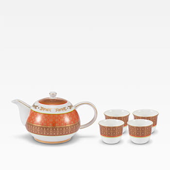 Shanghai Tang Golden Dragon Teapot With 4 Cups