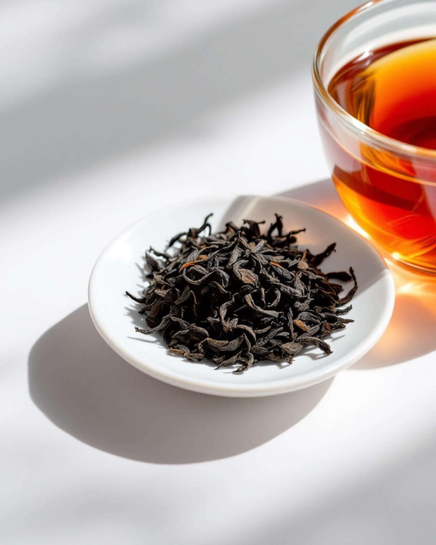 A saucer of tea leaves from Green Ginkgo Tea