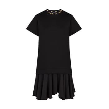 Louis Vuitton Bifabric Short Sleeved Dress with Monogram Flower Eyelets