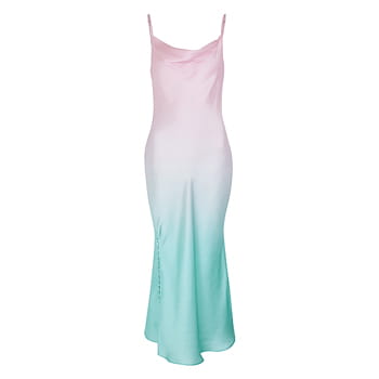 Olivia Rubin Lia Pink Degradé Silk Midi Dress available at Harvey Nichols