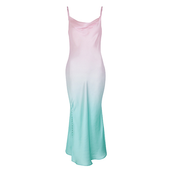 Olivia Rubin Lia Pink Degradé Silk Midi Dress available at Harvey Nichols