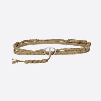 Christian Dior Beige Woven Jute Canvas Diornatural Belt