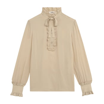 CELINE Frilled Blouse in Silk Crêpe