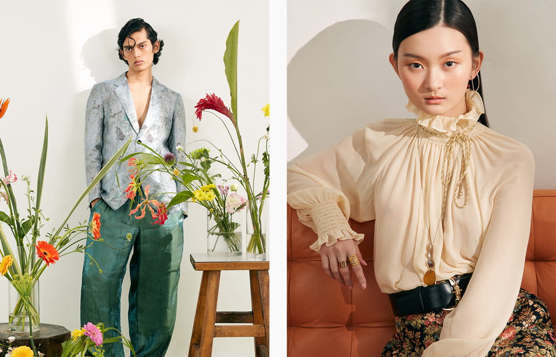 Models wear Emporio Armani, Fendi, CELINE, Dior and Sportmax