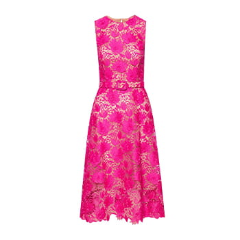 Oscar de la Renta Water Lily Guipure Midi Dress