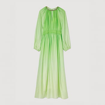 Sandro Maxi Dress with Rhinestone Neckline