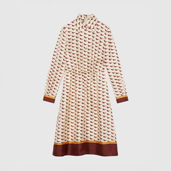Gucci Diagonal Horses Print Silk Dress