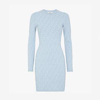 Fendi Viscose Dress in Light Blue