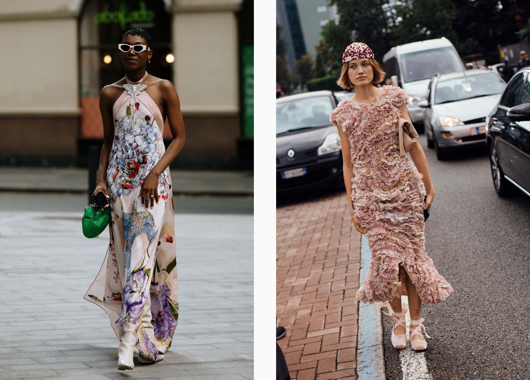 Women wearing 2024 Spring Summer dresses at Fashion Week