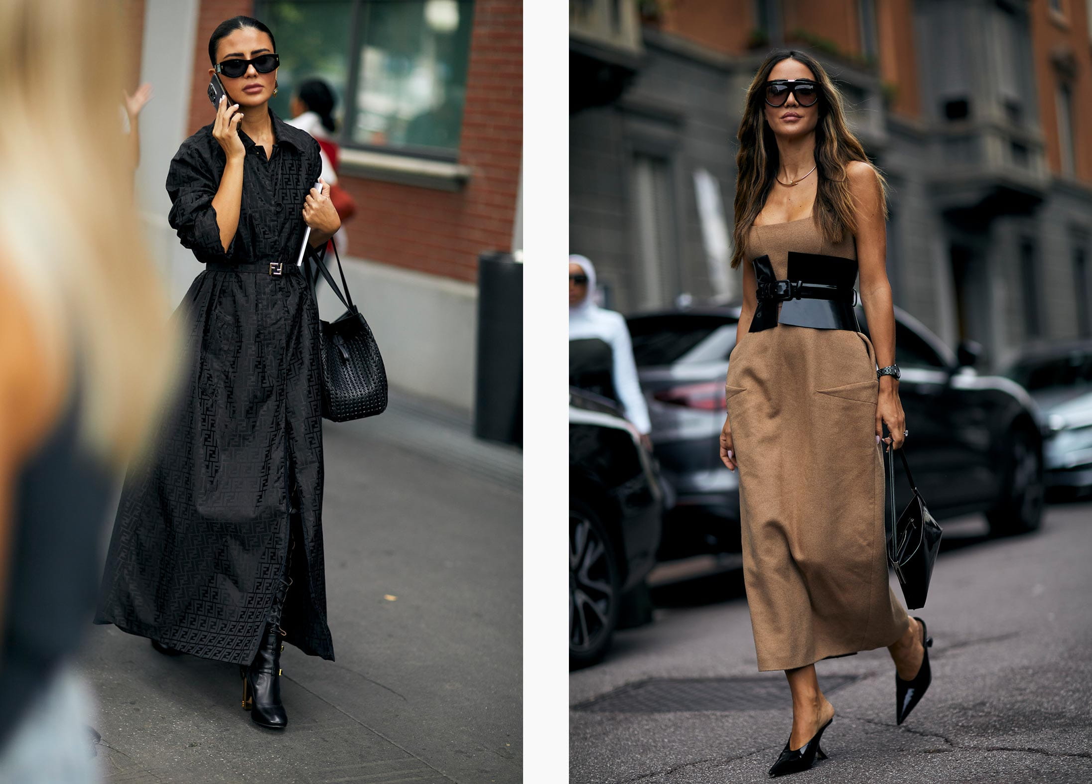 Women wearing 2024 Spring Summer dresses at Fashion Week