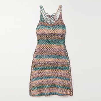 Chloé Embellished Striped Crocheted Wool Mini Dress
