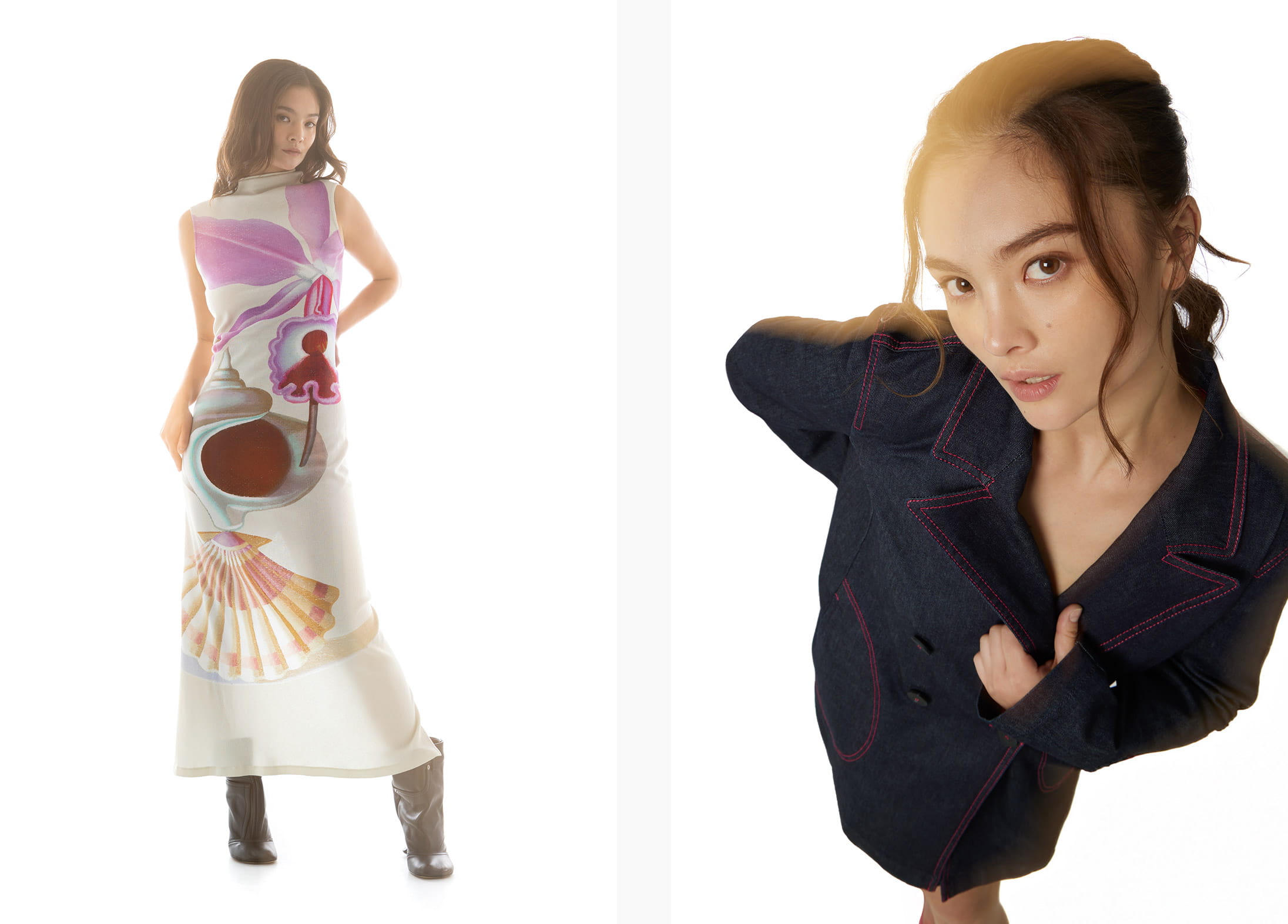 A model poses in LOEWE and Armani