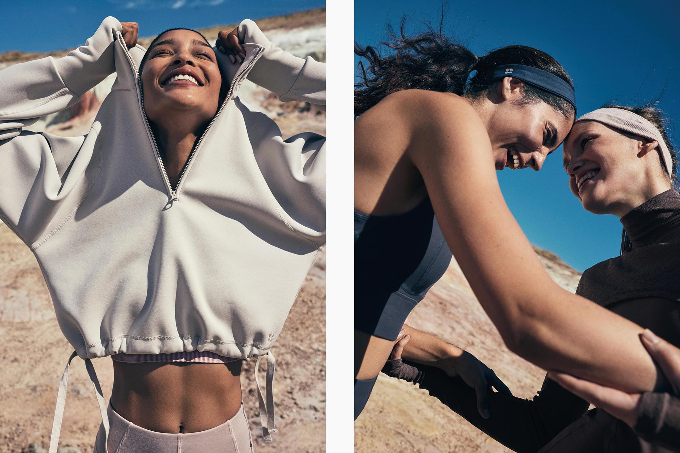 Models pose in Sweaty Betty available at Pacific Place