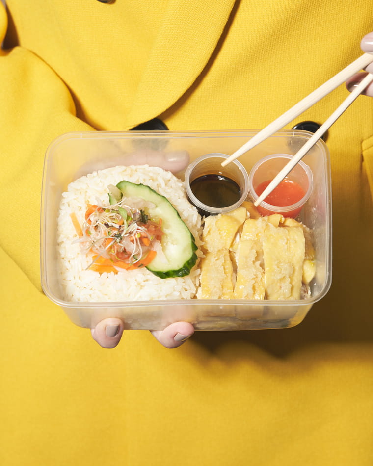 Double-breasted Blazer from Zara, Hainanese Chicken Rice from Sun’s Bazaar