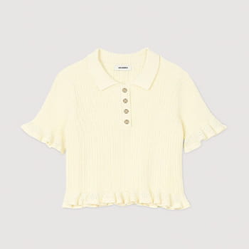 Sandro Flounced Sweater in Light Yellow